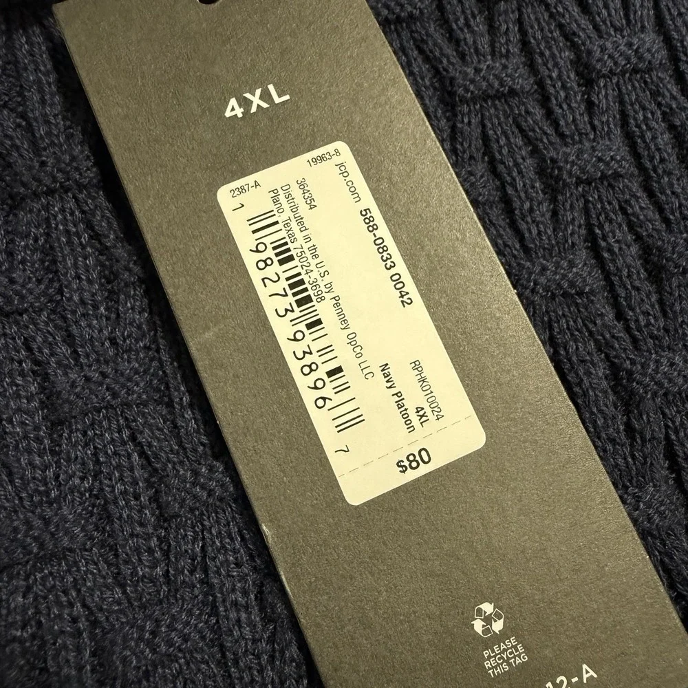 Shaquille O'Neal XLG Sweater Mens 4XL‎ Navy Platoon Textured Crewneck Pullover